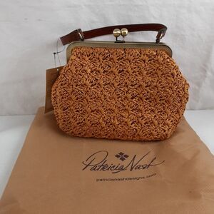 Patricia Nash Specialty Woven Mango Elara Kisslock Framed Satchel Shoulder Bag